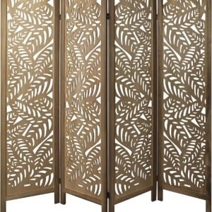 Babion 4 Panel Room Divider, 5.6ft Dividers for Bedroom, Room Divider Folding Partition, Modern Bedroom Decoration, Exquisite Carved Wood Folding Room Divider, Carved Brown