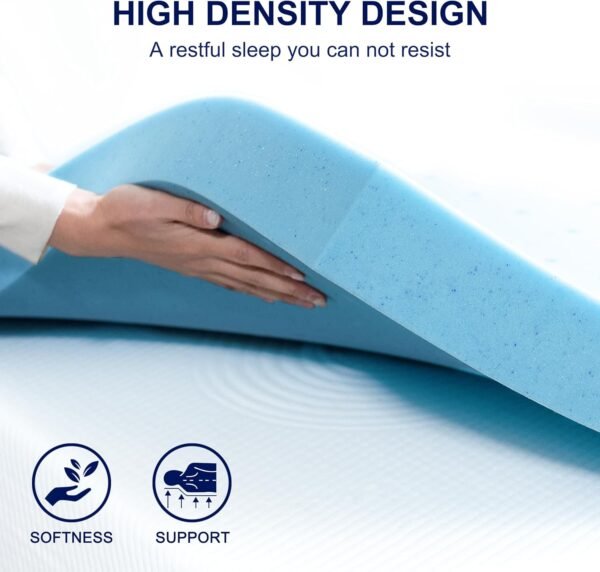 subrtex 3 Inch Memory Foam Mattress Topper Ventilated Gel Infused Bed Foam Topper, CertiPUR-US Certified, Twin XL, Blue - Image 4