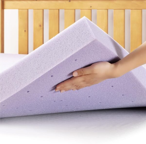 Mellow 3 Inch Ventilated Memory Foam Mattress Topper, Soothing Lavender Infusion, Twin - Image 8