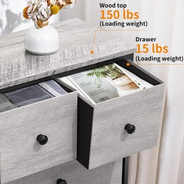 REAHOME 8 Drawer Dresser for Bedroom Faux Leather Chest of Drawers Closets Large Capacity Organizer Tower Steel Frame Wooden Top Living Room Entryway Office (Dark Taupe) - Image 5