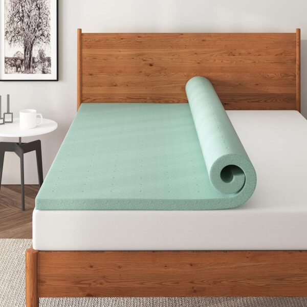 NapQueen 3 Inch Ventilated Green Tea Memory Foam Mattress Topper, Chic Green, CertiPUR-US Certified, Twin-XL - Image 4