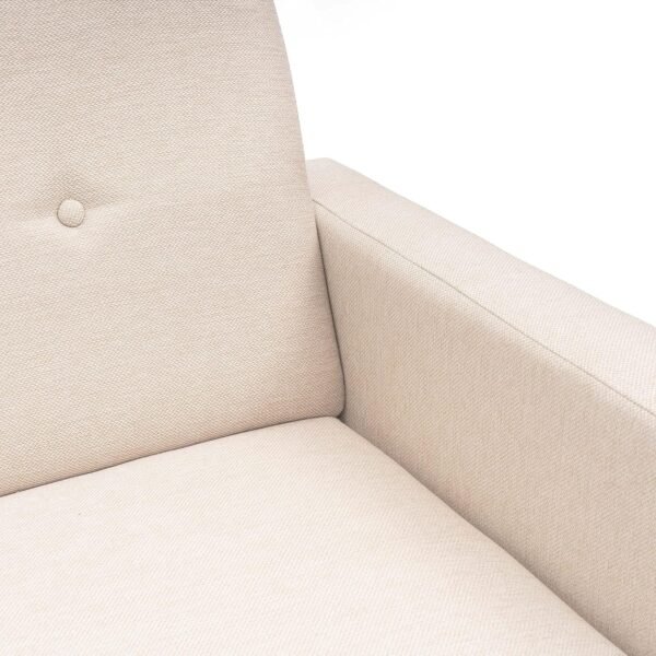 Mellow ADAIR Mid-Century Modern Loveseat / Sofa / Couch with Armrest Pockets, Tufted Linen Fabric, Ivory - Image 10