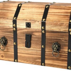 Vintiquewise(TM Large Wooden Pirate Lockable Trunk with Lion Rings