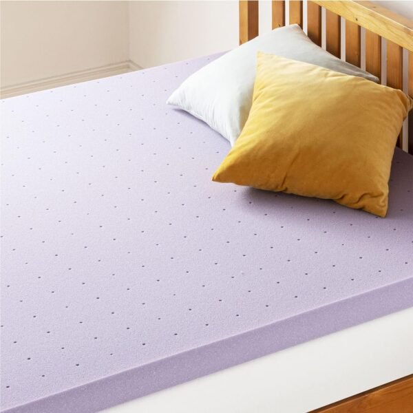 Mellow 3 Inch Ventilated Memory Foam Mattress Topper, Soothing Lavender Infusion, Twin - Image 4
