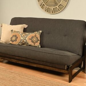 Kodiak Furniture Aspen Futon with Linen Fabric Mattress in Charcoal Gray