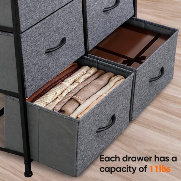 ZENY Fabric Dresser for Bedroom, Storage Dresser with 6 Drawers, Chest of Drawers with Fabric Bins, Storage Drawer Organizer for Closet, Bedroom, Living Room, Hallway, Entryway, Dark Grey - Image 8