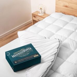 Twin XL Cooling Mattress Topper, Pillow-Top Optimum Thickness, Soft 100% Cotton Fabric, Breathable & Plush Quilted Down-Like Fill, Snug Deep Pocket fit White