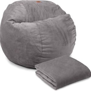 CordaRoy’s Chenille Bean Bag Cover (Bean Bag Sold Separately) – Cover for Convertible Bean Bag Chair & Bed – Machine-Washable Chenille Fabric – for Basement, Living Room, Dorm – King – Charcoal