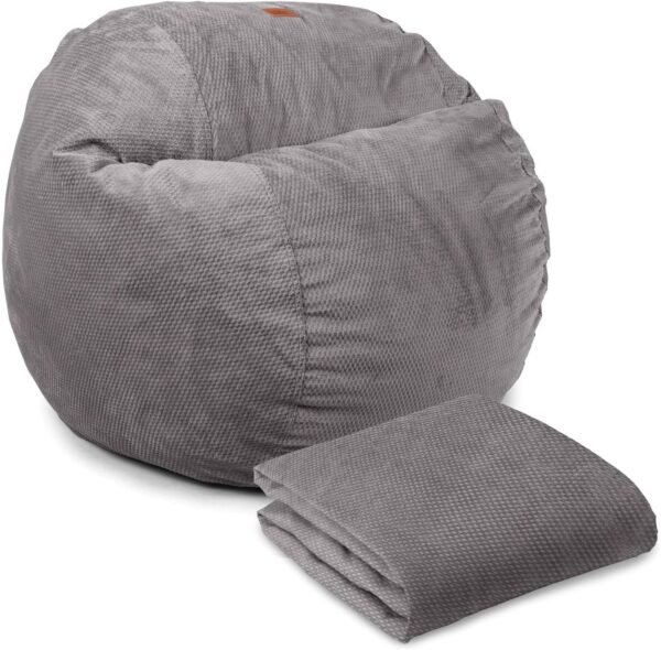 CordaRoy's Chenille Bean Bag Cover (Bean Bag Sold Separately) - Cover for Convertible Bean Bag Chair & Bed - Machine-Washable Chenille Fabric - for Basement, Living Room, Dorm - King - Charcoal