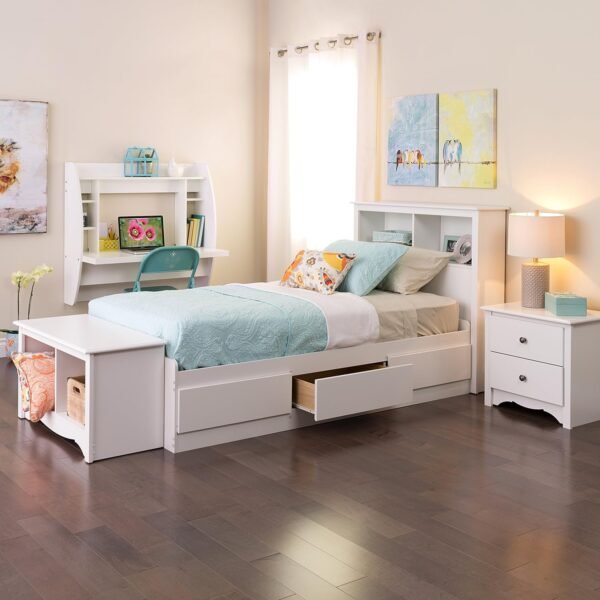 Prepac Monterey White Twin Storage Headboard - Image 4