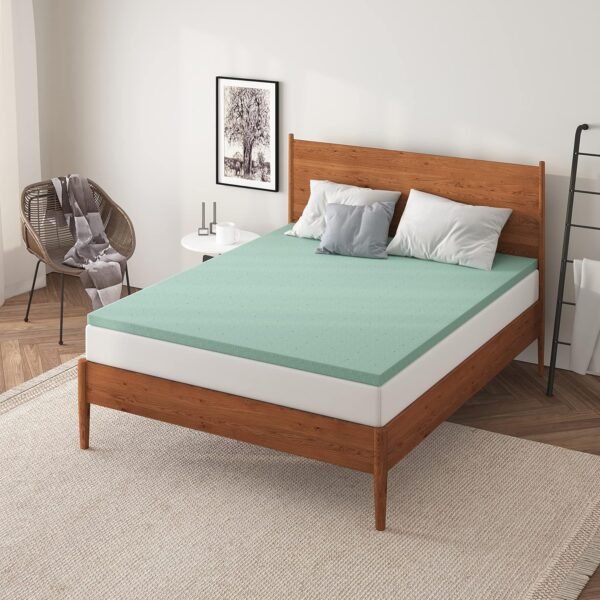 NapQueen 3 Inch Ventilated Green Tea Memory Foam Mattress Topper, Chic Green, CertiPUR-US Certified, Twin-XL - Image 5