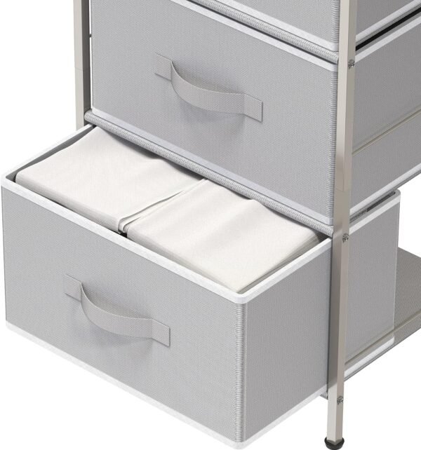Simple Houseware Nightstands Dresser for Bedroom 3-Tier Organizer Drawer Storage Tower, Grey - Image 4