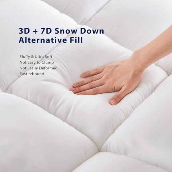 L'AGRATY Mattress Topper Twin XL - Cooling Pillow Top Mattress Topper Twin XL Size Extra Thick Plush Bed Topper Down Alternative Overfilled Soft Mattress Pad for Back Pain - Image 2