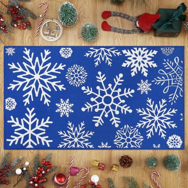 CAROMIO Door Mat Christmas Indoor Outdoor Doormat Front Door Mats Xmas Welcome Doormat Non-Slip Entry Door Rugs Washable Floor Mats for Bedroom Living Room Kitchen Nursery, 17" x 29" Blue - Image 9