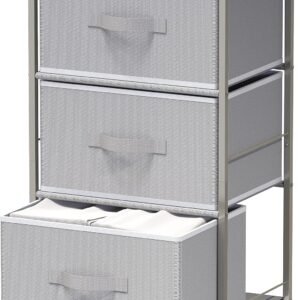 Simple Houseware Nightstands Dresser for Bedroom 3-Tier Organizer Drawer Storage Tower, Grey