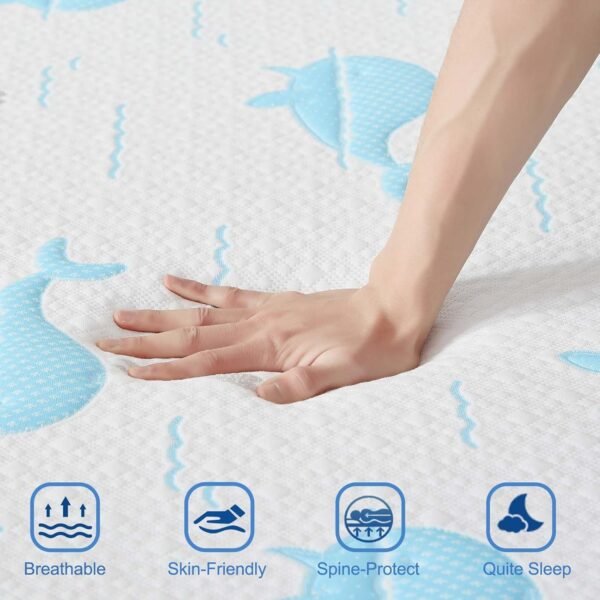 6 Inch Twin Memory Foam Mattress in a Box, Whales Pattern Medium Feel, CertiPUR-US - Image 8