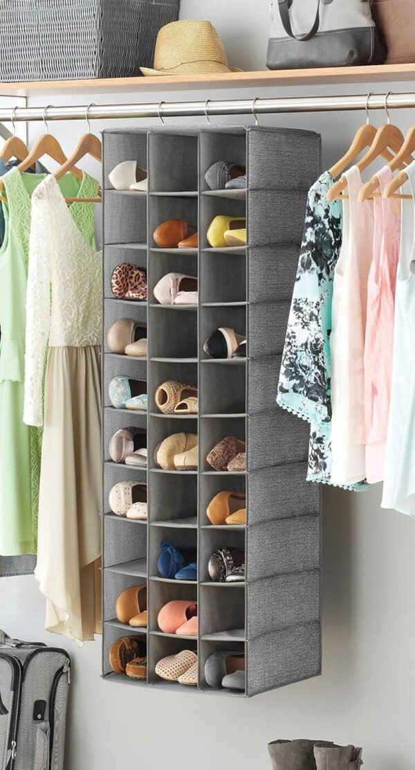 Whitmor Hanging Shoe Shelves Closet Organizer, Crosshatch Gray, 30 Section & Hanging Shoe Shelves - Crosshatch Gray