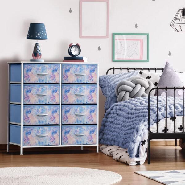 Sorbus Kids Dresser with 8 Drawers and 3 Drawer Nightstand Bundle - Matching Furniture Set - Storage Unit Organizer Chests for Clothing - Bedroom, Kids Rooms, Nursery, & Closet (Tie Dye) - Image 2