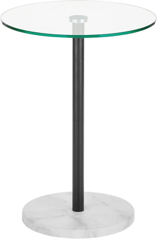 mDesign Glass Top Side/End Drink Table - Tall Modern Round Accent Metal Nightstand Furniture for Living Room, Dorm, Home Office, and Bedroom - 16" Round - Clear/Matte Black/White Marble Print - Image 7