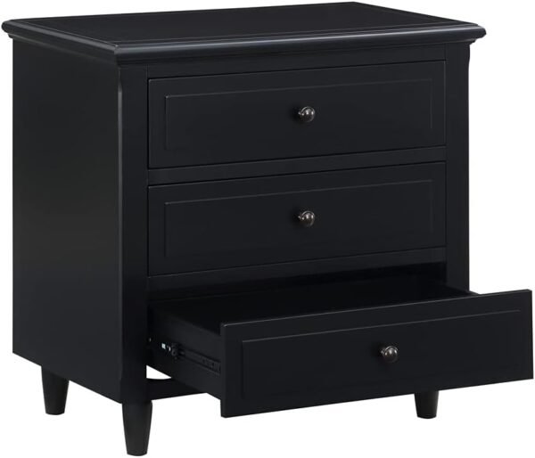 XD Designs Solid Wood Side End Table, 2-Drawer Night Stand with Storage Shelf, Bedside Nightstand, Accent Table for Bedroom Hallway Living Room (Black) - Image 7