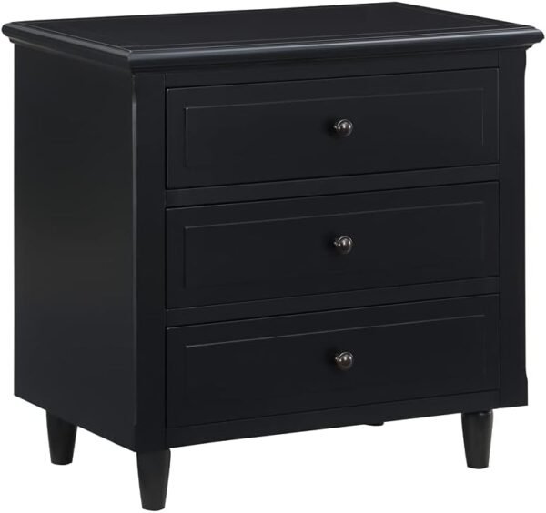 XD Designs Solid Wood Side End Table, 2-Drawer Night Stand with Storage Shelf, Bedside Nightstand, Accent Table for Bedroom Hallway Living Room (Black) - Image 4