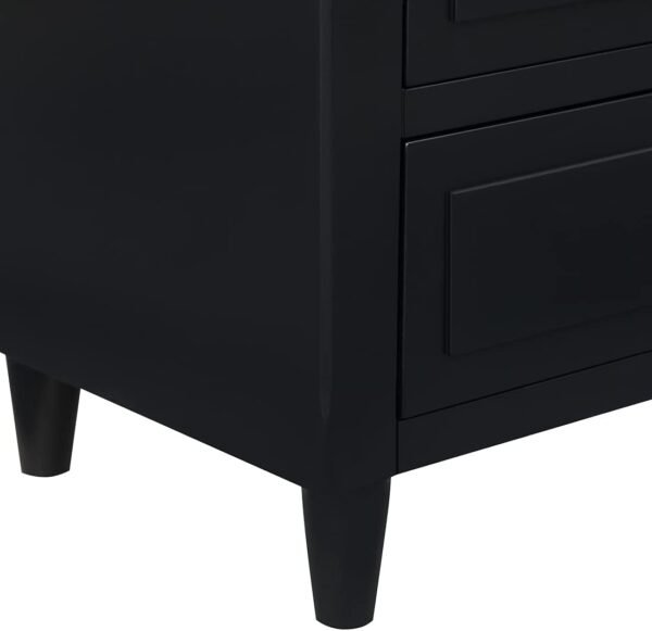 XD Designs Solid Wood Side End Table, 2-Drawer Night Stand with Storage Shelf, Bedside Nightstand, Accent Table for Bedroom Hallway Living Room (Black) - Image 8
