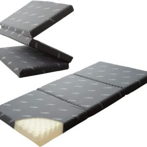 EMOOR Tri-Fold Mattress Start Twin (76.76x38x3in) 180N, High Resistance Egg Crate, Washable Cover, Gray, Minimalist,
