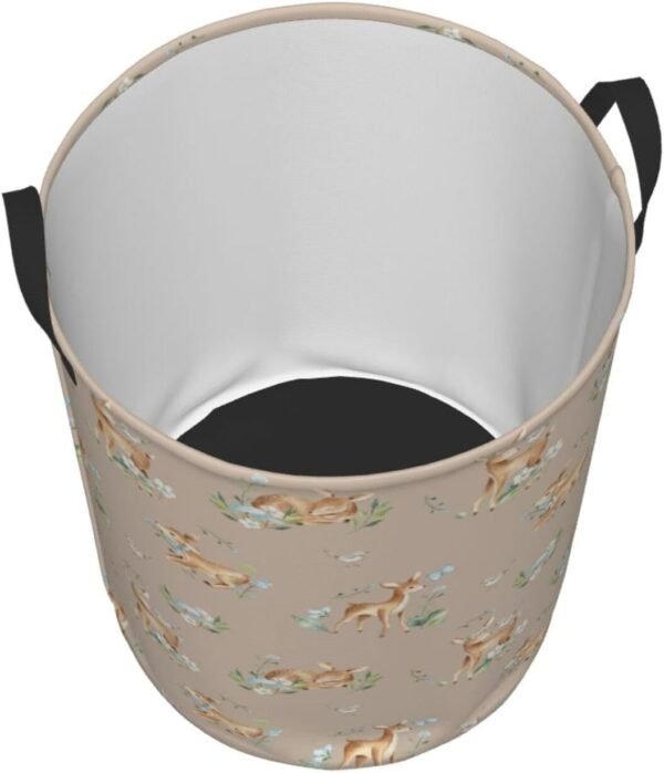 Cute Deers Animal Round Laundry Hamper Storage Basket Toys Clothes Organizer Bin For Home Bathroom Bedroom Dorm Nursery, 38l - Image 2