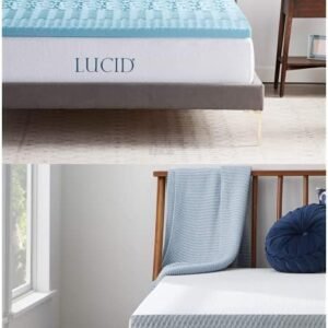 LUCID Gel Infused Memory Foam Mattress Topper with Cover – 2 Inch Mattress Topper – 5 Comfort Zones Relieve Pressure – CertiPUR-US Certified Foam – Twin XL