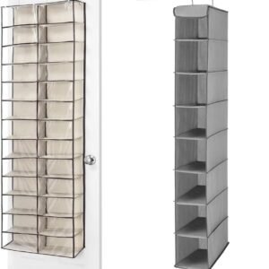 Whitmor Over the Door Shoe Shelves & Hanging Shoe Shelves – 8 Section – Closet Organizer – Grey