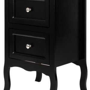 Nightstand with 2 Drawers, Country Style Night Stands for Bedrooms, Bed Side Table Cabinet/Night Stand for Small Spaces, College Dorm, Kids’ Room, Living Room (Black, 1-Pack)