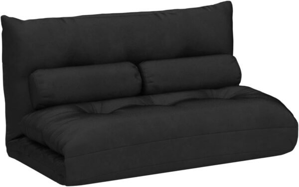 Harper & Bright Designs Adjustable Floor Sofa Couch with 2 Pillows, Foldable Lazy Sofa Sleeper Bed for Reading Gaming Sleeping(Black) - Image 5