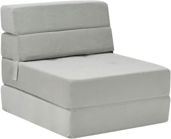 Giantex Convertible Sofa Bed, Floor Couch Sleeper, Folding Futon Guest Bed, Modern Chaise Lounge Upholstered Padded Cushion, Large Accent Chair Living Room Bedroom Gray