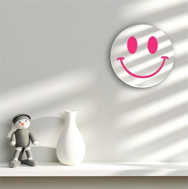Cute Teenage Girl Room Smiling Face Decorative Mirror Academy Style Smile Dark Pink Room Decoration Aesthetics Mirror Prep Room Decoration 12 inch Fashion Round Bedroom Acrylic Wall Mirror Youth Room - Image 7