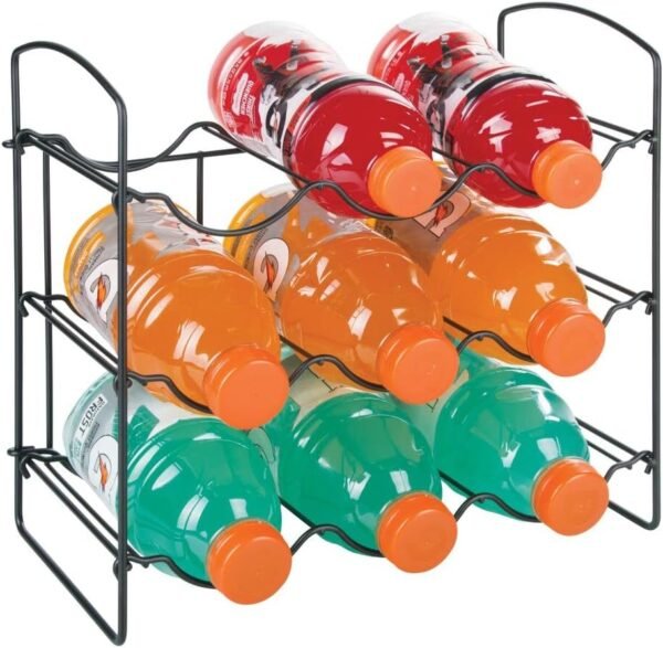 mDesign Metal Wire Free-Standing Water Bottle Rack - Storage Organizer for Kitchen Countertops, Matte Black - Image 4