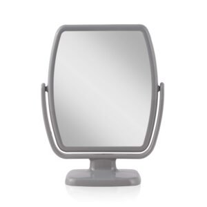 Zadro GEO Vanity Mirror, Two Side Geometric Shaped Optical Glass Beauty Mirrors, 5x & 1x Magnification, Modern Style Counter Top Acrylic Base Frame (5X/1X, Gray)
