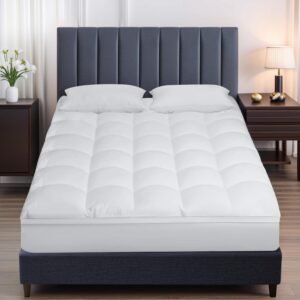 Twin Mattress Topper, Extra Thick Mattress Pad Cover for Back Pain with Soft Down Alternative Fill, Cooling Breathable Pillow Top Protector with 8-21 Inch Deep Elastic Pocket (39×75 Inches, White)