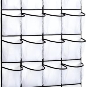 REGELOGO 28 Large Pocket Over the Door Shoe Organzier, Hanging Shoe Rack for Door Large Capacity Shoe Organizer Holder with 4 Metal Hooks