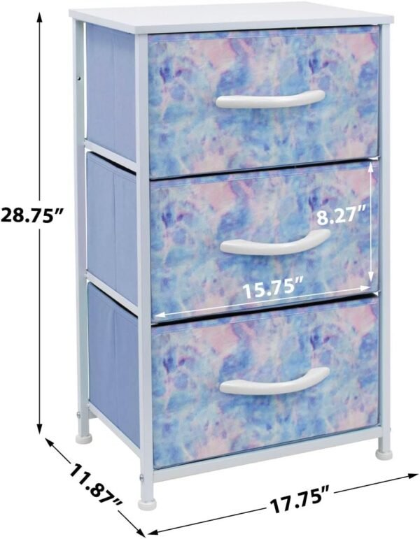 Sorbus Kids Dresser with 8 Drawers and 3 Drawer Nightstand Bundle - Matching Furniture Set - Storage Unit Organizer Chests for Clothing - Bedroom, Kids Rooms, Nursery, & Closet (Tie Dye) - Image 6