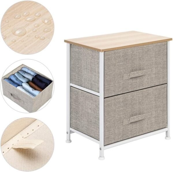 Mytunes Nightstand with 2 Drawers, Bedside End Table Storage Tower Dresser Chest Organizer for Home, Bedroom, Living Room, Office, College Dorm (Steel Frame, Wood Top, 20 inch) (Natural) - Image 3