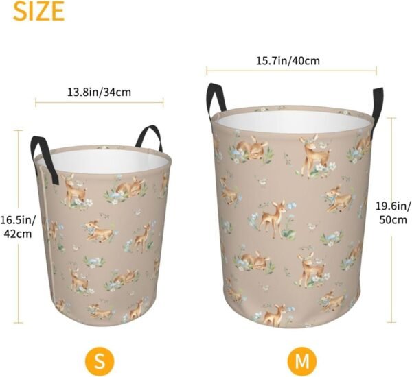 Cute Deers Animal Round Laundry Hamper Storage Basket Toys Clothes Organizer Bin For Home Bathroom Bedroom Dorm Nursery, 38l - Image 4