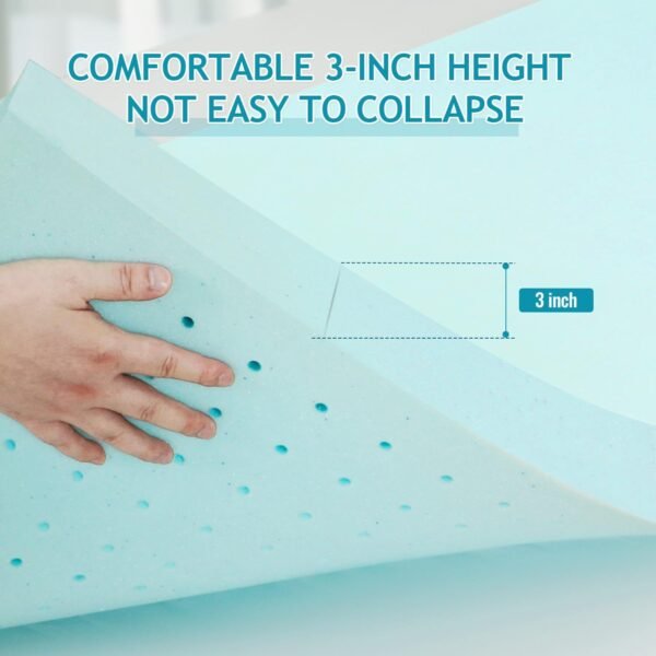 Mattress Topper Twin-XL, 3 Inch Gel Infused Memory Foam Mattress Topper, Twin-XL Mattress Topper for Body Support & Pressure Relief with Ventilated Design, CertiPur Certified - Image 6