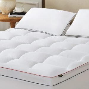 Homemate Full Mattress Topper,1800TC Cooling Mattress Pad Cover for Deep Sleep, Extra Thick 3D Snow Down Alternative Overfilled Plush Pillow Top with 8-21 Inch Deep Pocket -Full Size, White