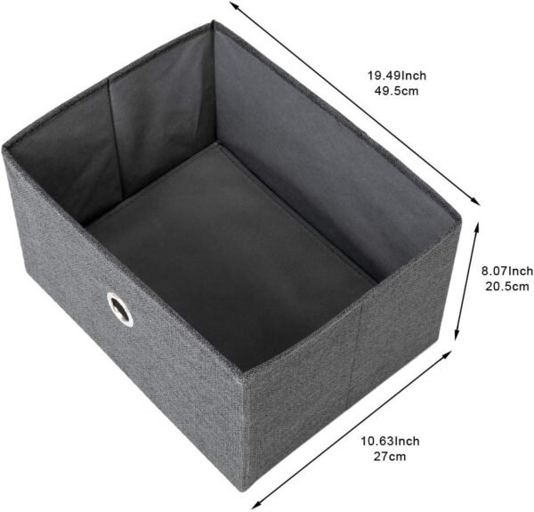 Nightstand Shelf Storage - Bedside Furniture & Accent End Table Chest with 2-Drawers for Home, Bedroom, Office, College Dorm, Steel Frame, Wood Top, Easy Pull Fabric Bins (Dark Grey) - Image 6