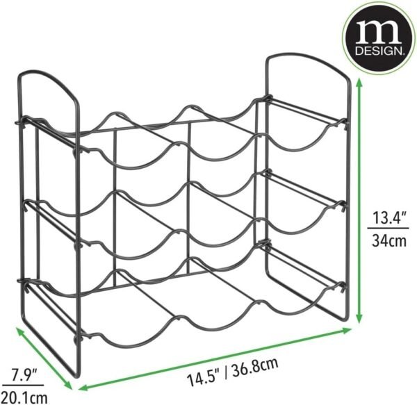 mDesign Metal Wire Free-Standing Water Bottle Rack - Storage Organizer for Kitchen Countertops, Matte Black - Image 7