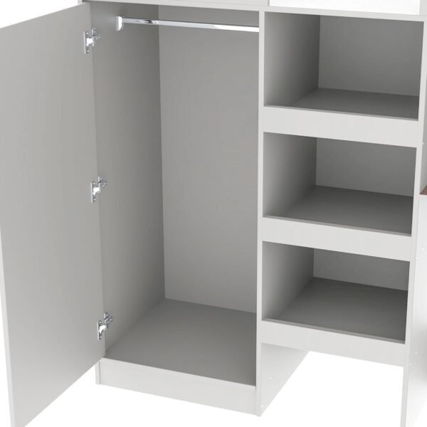 Full Size Loft Bed with Wardrobes and Desk,Wooden Frame with Storage Stairs and Cabinet Built-in 3 Drawers for Kids Adults Girls,Gray - Image 7