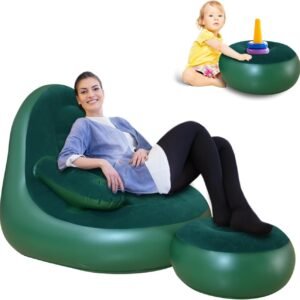 Inflatable Couch,Blow Up Chair,Portable Lounger Chair,Inflatable Chair with Armrest ＆Cup Holder,Inflatable Furniture for Camping,Fishing,Party,Beach,Sunbathing,Hiking