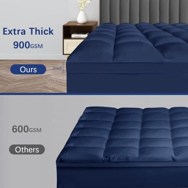 CYMULA Twin XL Mattress Topper, Cooling Mattress Pad Cover, Extra Thick Pillow Top Mattress Topper with 8-21 Inch Elasticated Deep Pockets, Plush Down Alternative Fill Mattress Protector - Image 2