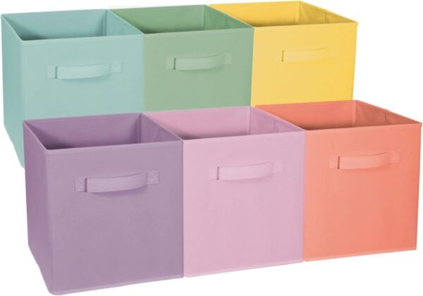 Sorbus Pastel TV Stand with 5 Drawers + 11 Inch Pastel Cube Storage Bins (6 Pack) Bundle - Matching Set - Storage Unit Organizers for Clothing - Bedroom, Closet, Office Organization - Image 5
