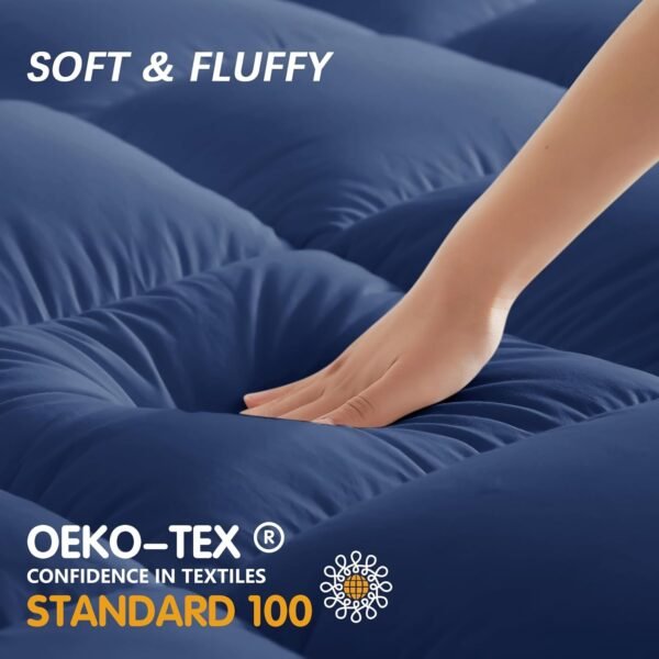 CYMULA Twin XL Mattress Topper, Cooling Mattress Pad Cover, Extra Thick Pillow Top Mattress Topper with 8-21 Inch Elasticated Deep Pockets, Plush Down Alternative Fill Mattress Protector - Image 5